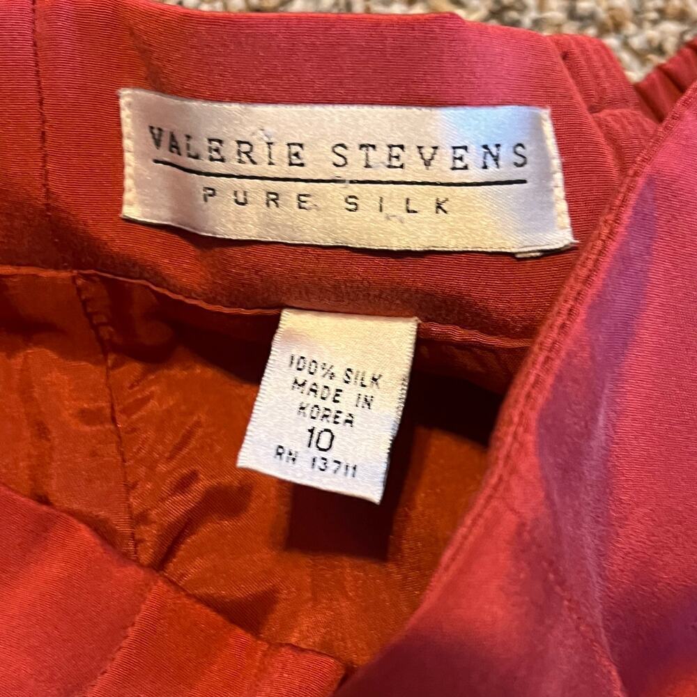 Valerie Stevens 100% Silk Women's Trousers. Dark Coral. Size 10 - Picture 3 of 7